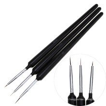 3Pcs Black Painting Liner Drawing Nail Brushes Design Flower Pen Manicure Tools
